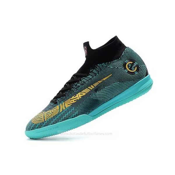 Ronaldo Nike Mercurial SuperflyX VI Elite IC para Mujeres Azul Dorado